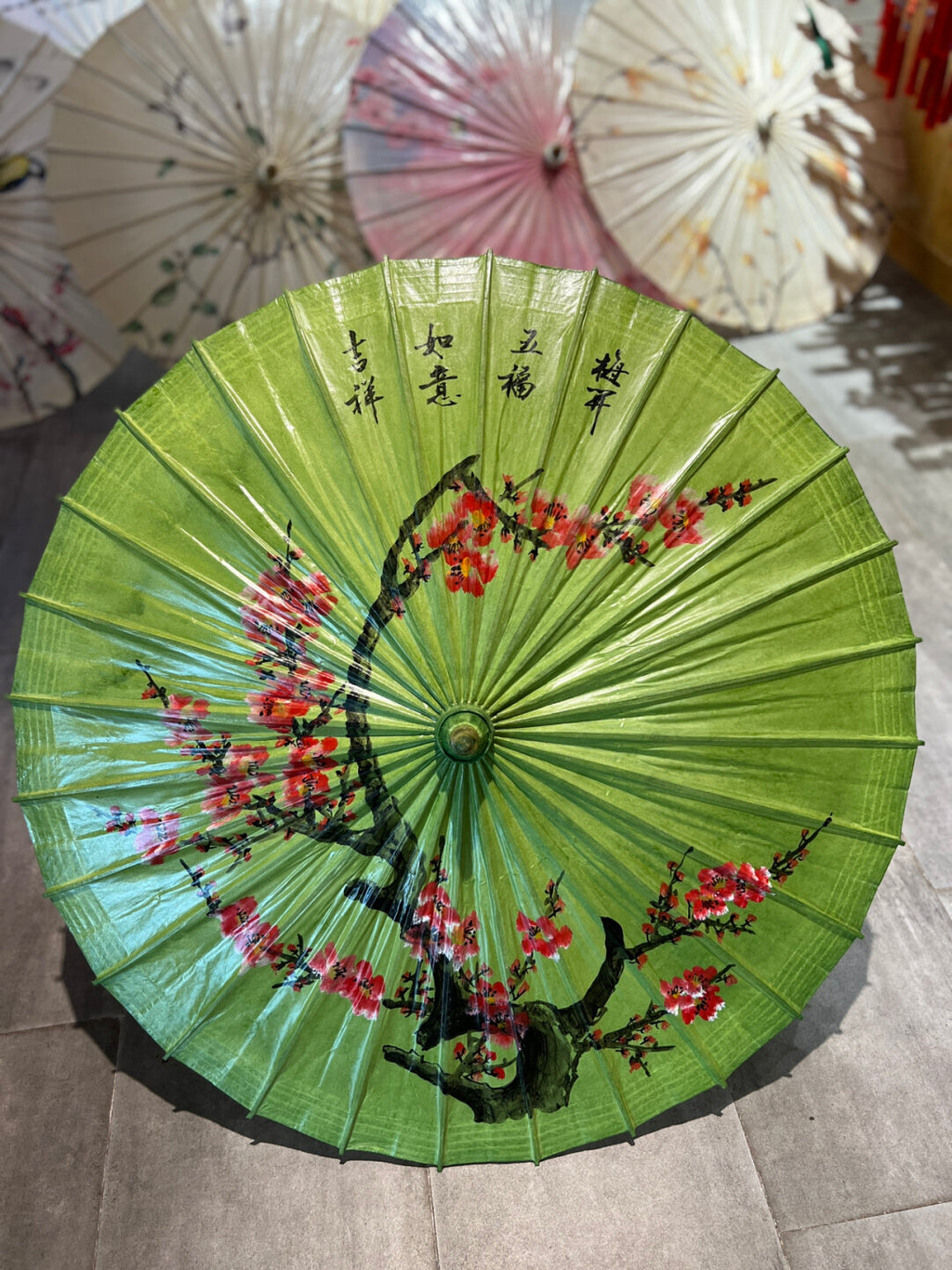 hand drawn,Green Grain Red Plum Blossom